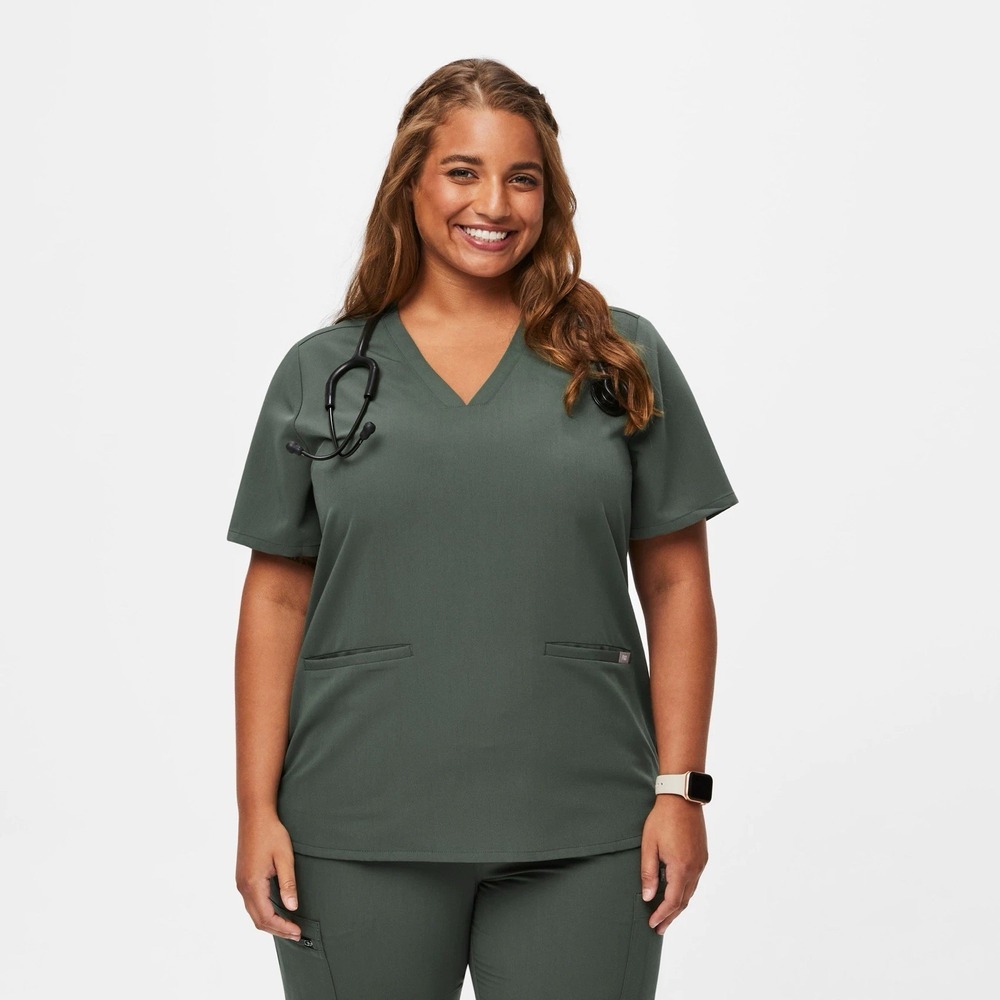 FIGS Womens Casma Short Sleeves Scrub Top Size 6XL Moss Green